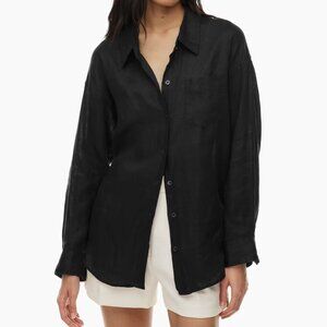 *NWT* Aritzia Wilfred Free Relaxed Linen Shirt in Black – US XS